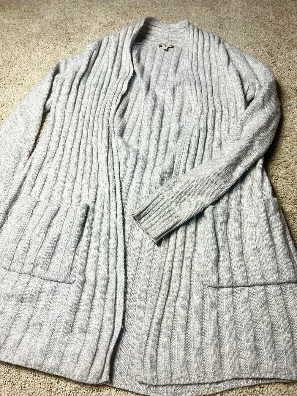 Gap Designed & Crafted Gray Wool Blend Ribbed Open Front Cardigan XS/S